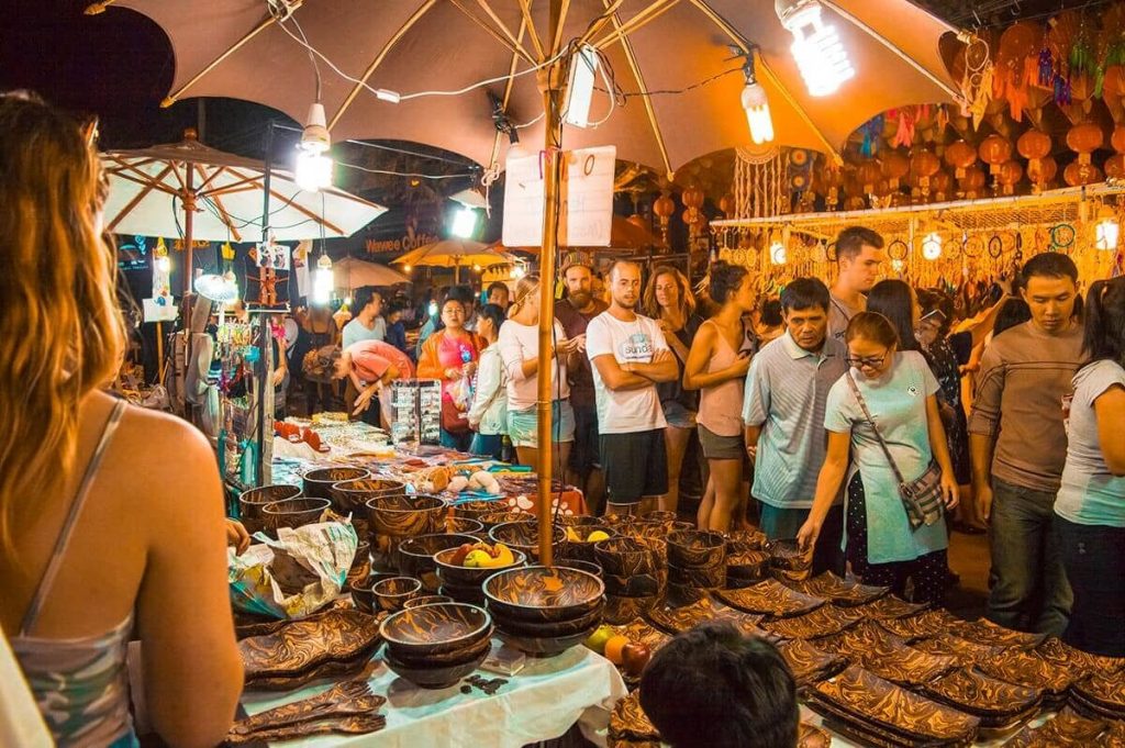 Chiang Mai Walking Street with various Food
