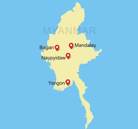 Myanmar Travel Map 