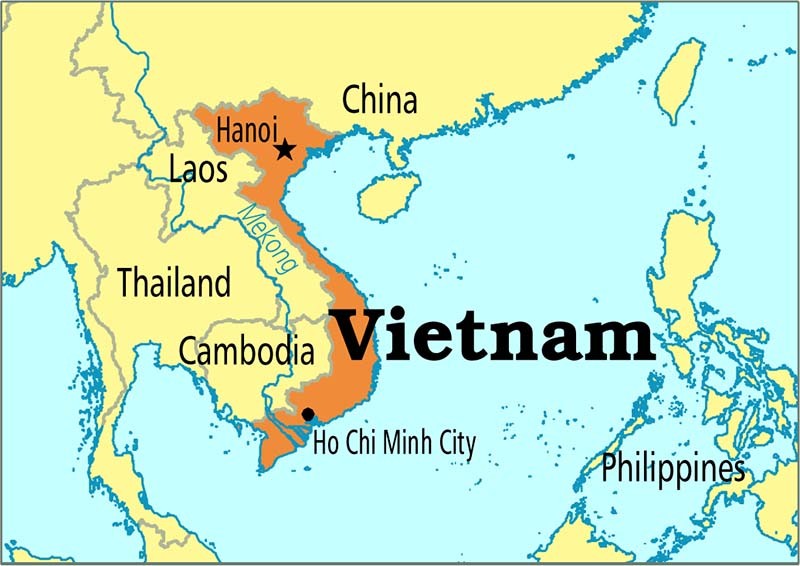 Vietnam map with the largest two cities 
